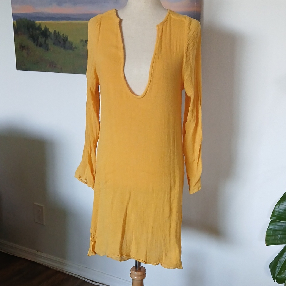 Jen's Pirate Booty Mustard Long Sleeve Gauze Tunic